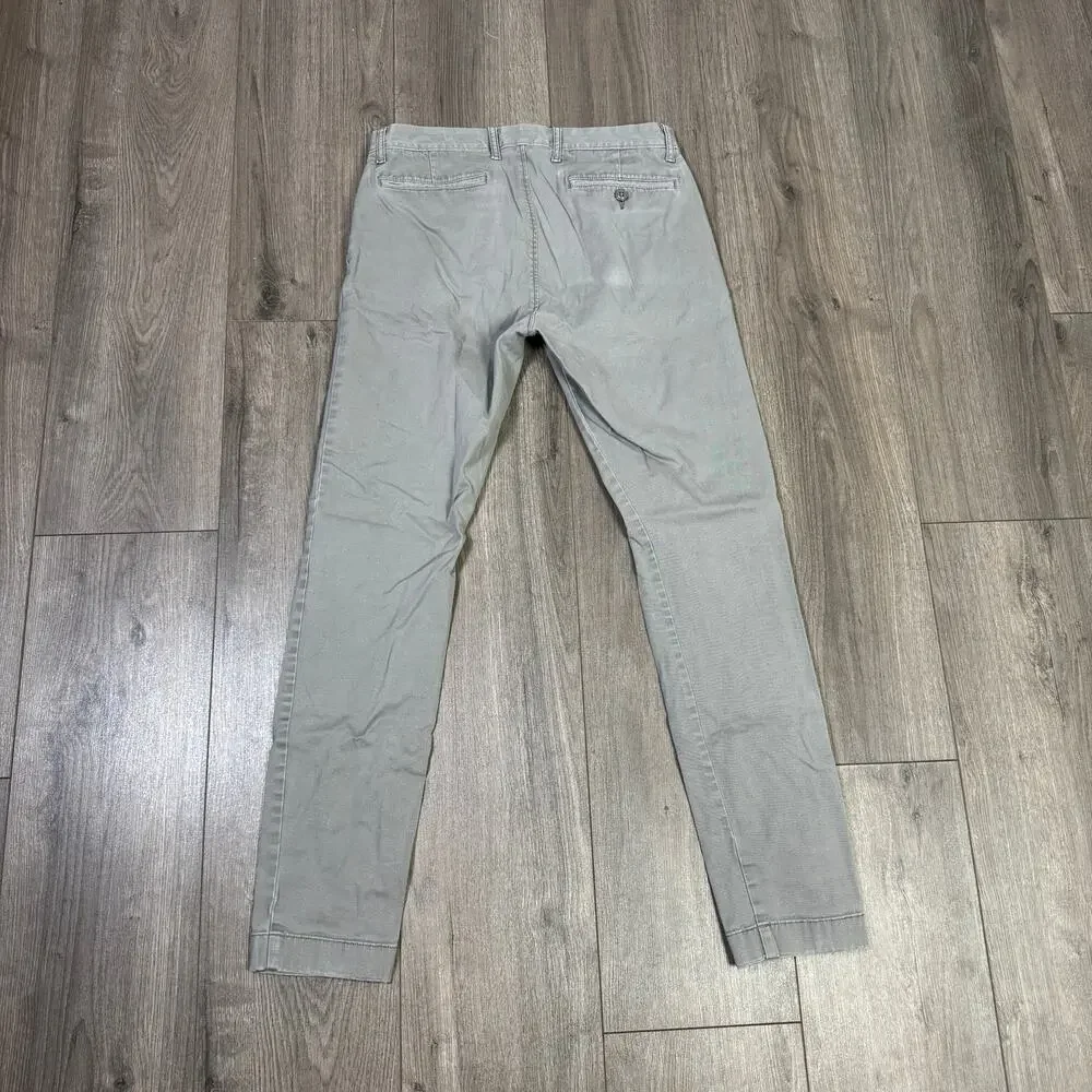 J.Crew Stretch 250 Skinny Chino Pants Mens 30x32 Gray Twill Cotton Blend Zip Fly